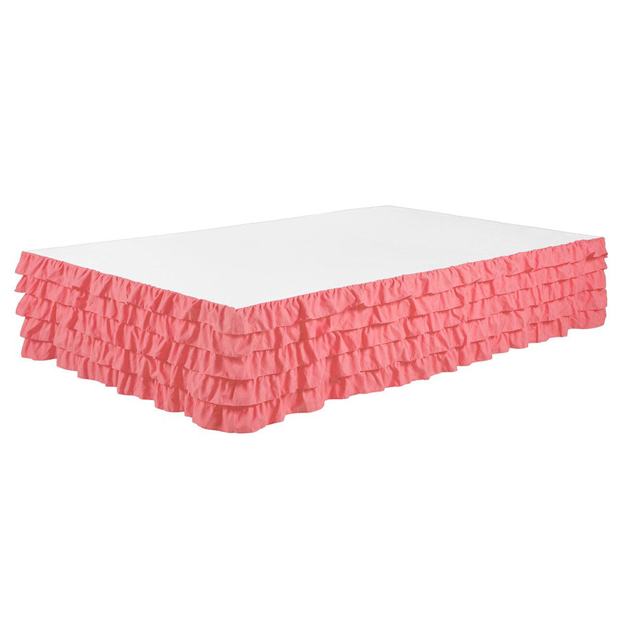 Pink Bed Skirt Tiered Dust Ruffle 100% Brushed Microfiber with 14” Drop in USA, California, New York, New York City, Los Angeles, San Francisco, Pennsylvania, Washington DC, Virginia, Maryland