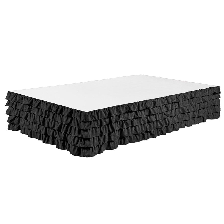 Black Bed Skirt Tiered Dust Ruffle 100% Brushed Microfiber with 14” Drop in USA, California, New York, New York City, Los Angeles, San Francisco, Pennsylvania, Washington DC, Virginia, Maryland