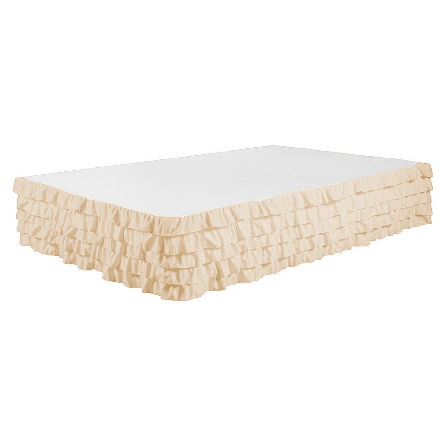 Beige Bed Skirt Tiered Dust Ruffle 100% Brushed Microfiber with 14” Drop in USA, California, New York, New York City, Los Angeles, San Francisco, Pennsylvania, Washington DC, Virginia, Maryland