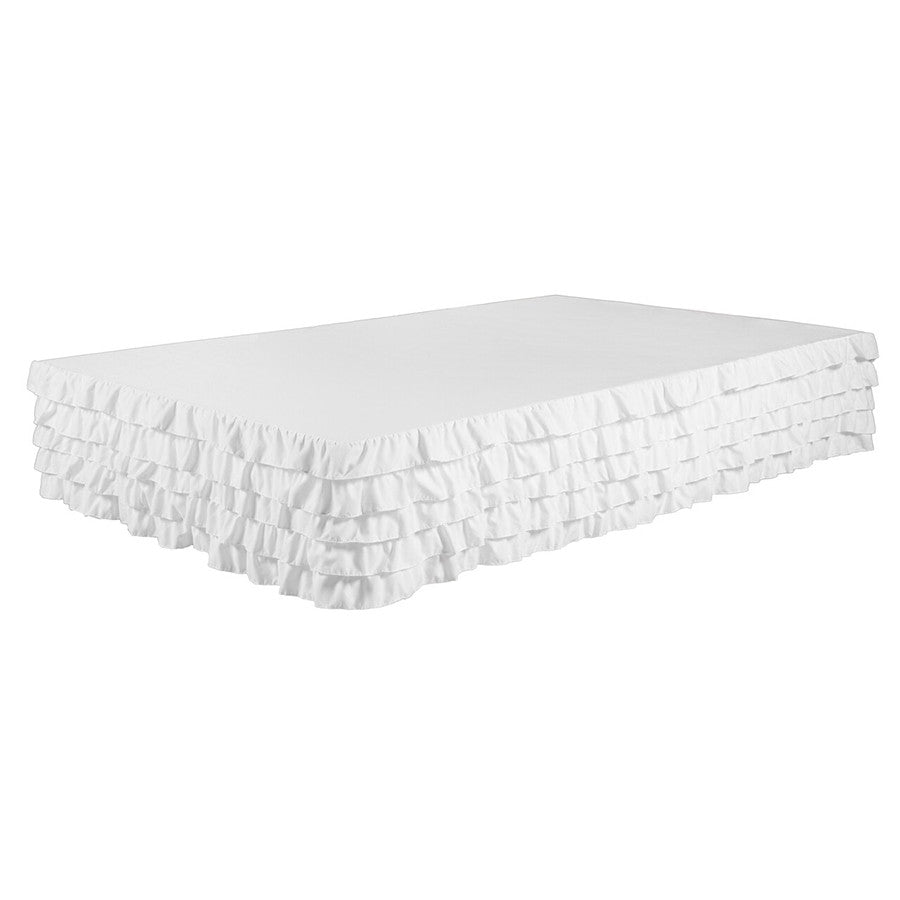 White Bed Skirt Tiered Dust Ruffle 100% Brushed Microfiber with 14” Drop in USA, California, New York, New York City, Los Angeles, San Francisco, Pennsylvania, Washington DC, Virginia, Maryland