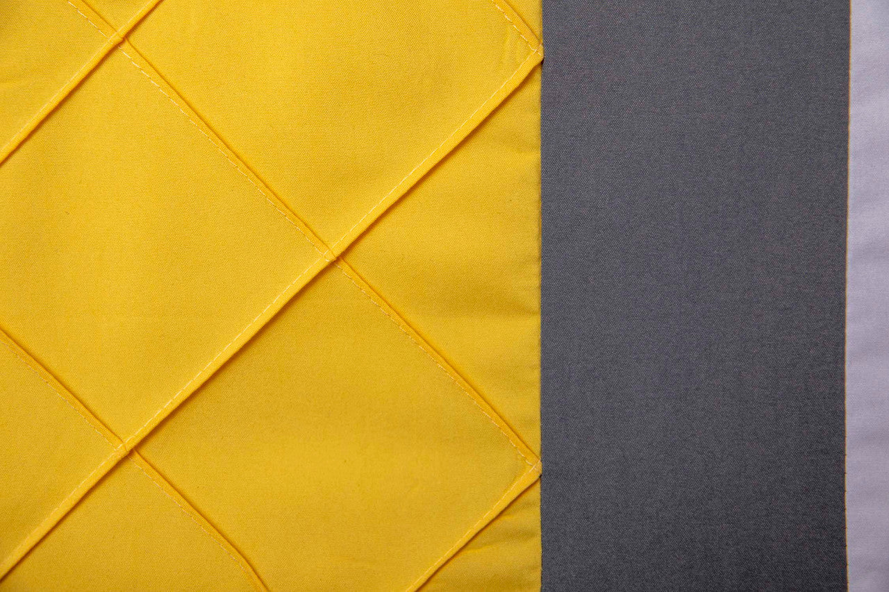 Comforter Bedding Set Grey Yellow Striped with Embroidered Design