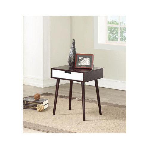 Espresso Color Hardwood End Table, Night Stand with Drawer