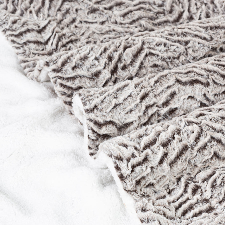 Luxury Faux Micro Fur Wave Design Ultra Plush Fleece & Sherpa Decorative Throw