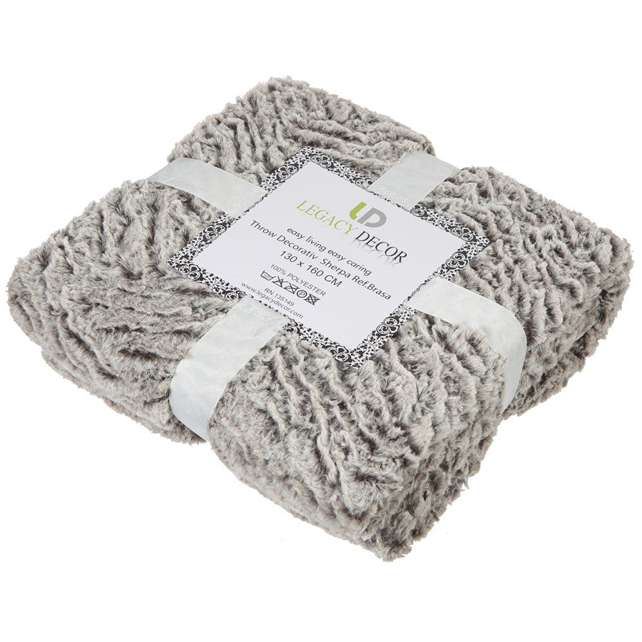 Luxury Faux Micro Fur Wave Design Ultra Plush Fleece & Sherpa Decorative Throw