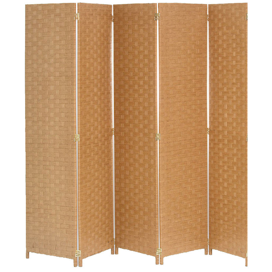 Room Divider 5 Panel Weave Design Fiber