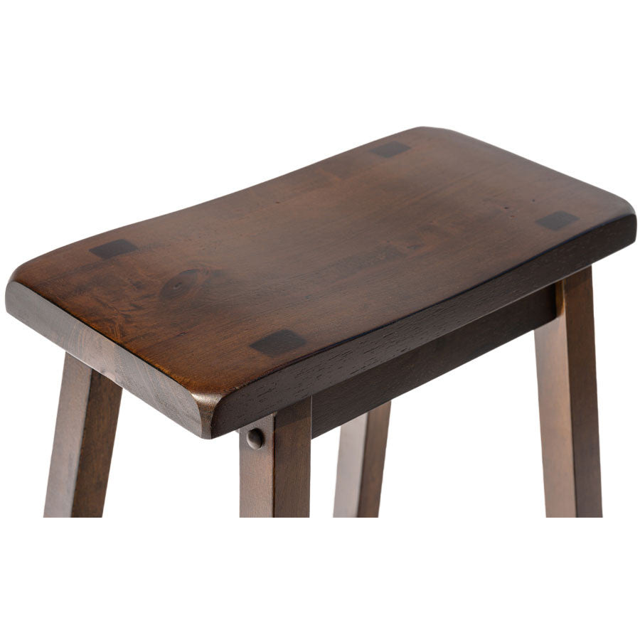 2 Saddle Backless Bar Counter High Stools Distressed Espresso Finish