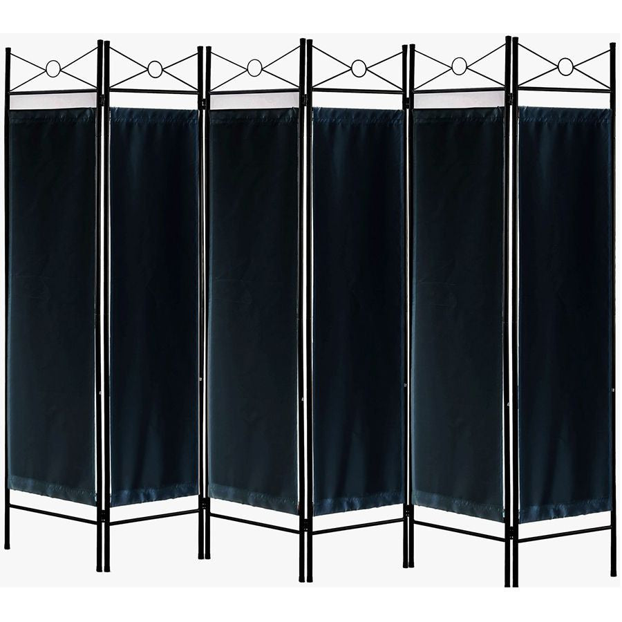 Metal Room Divider Privacy Screen with Removable Fabric Black Color