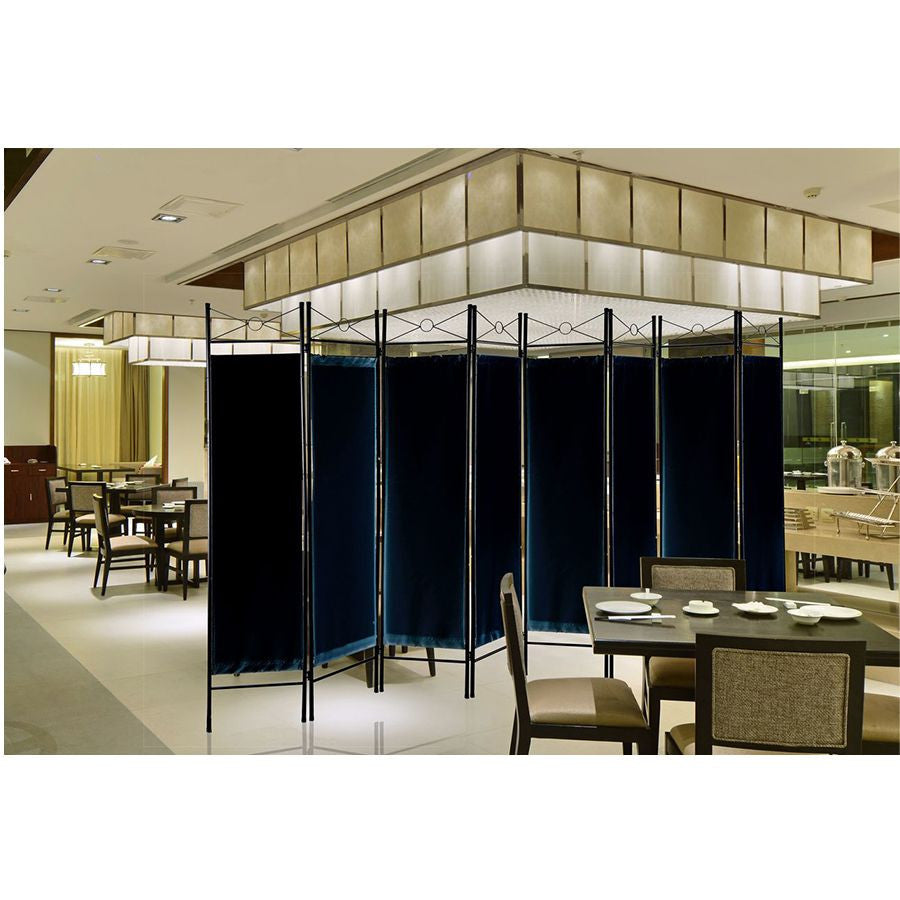 Metal Room Divider Privacy Screen with Removable Fabric Black Color