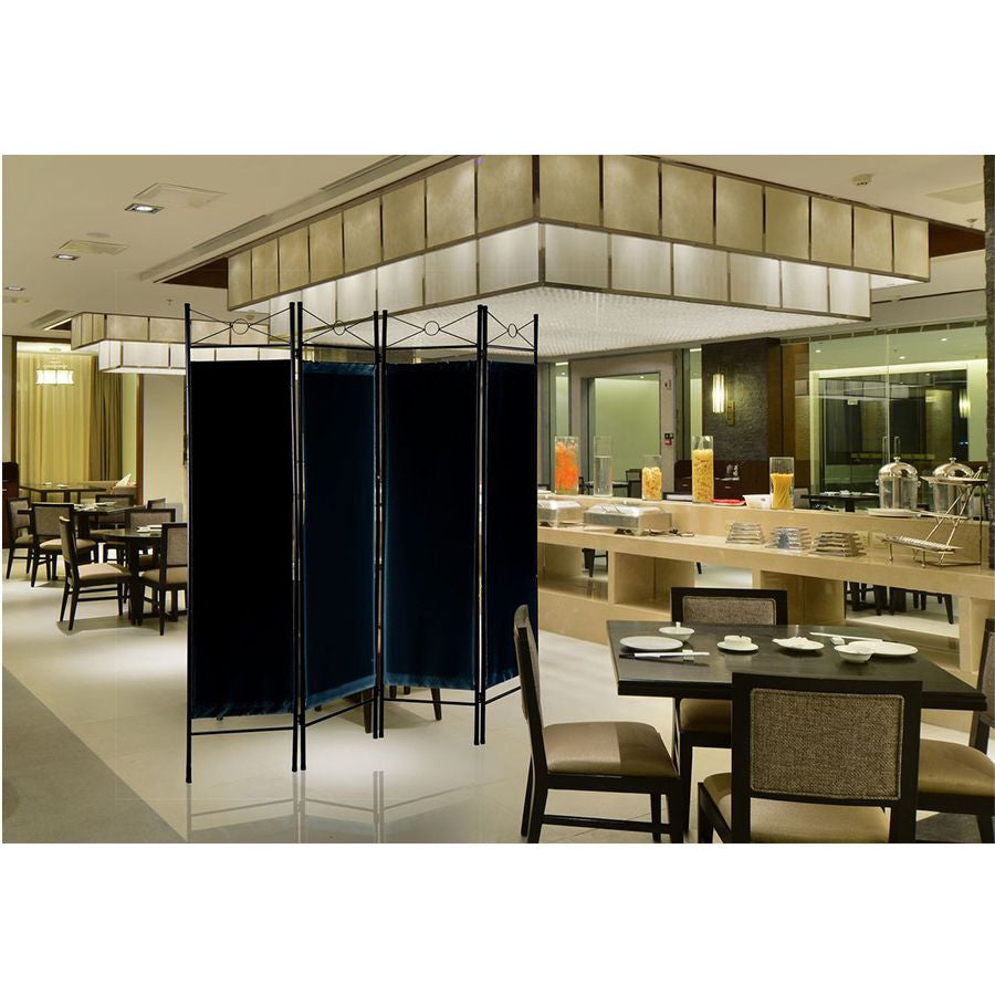Metal Room Divider Privacy Screen with Removable Fabric Black Color