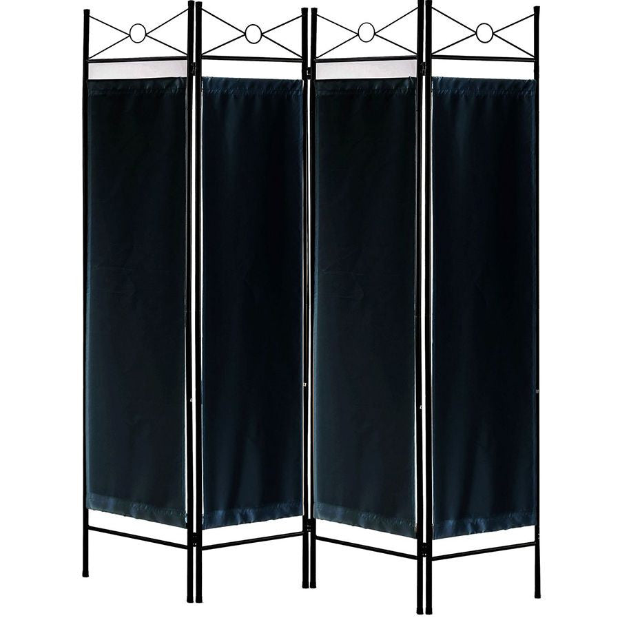 Metal Room Divider Privacy Screen with Removable Fabric Black Color