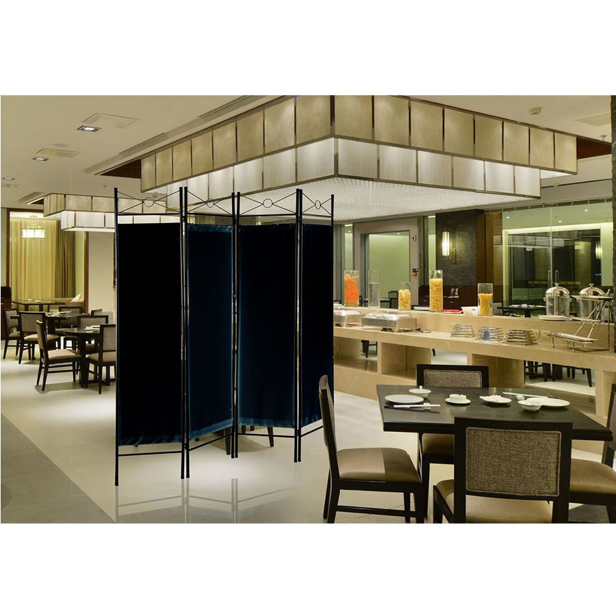 Metal Room Divider Privacy Screen with Removable Fabric Black Color