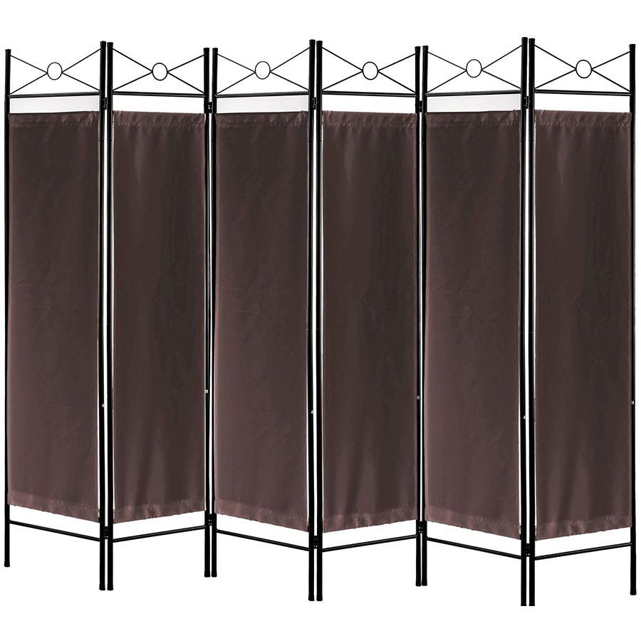 Metal Room Divider Privacy Screen with Removable Fabric Brown Color