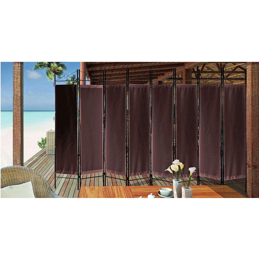 Metal Room Divider Privacy Screen with Removable Fabric Brown Color