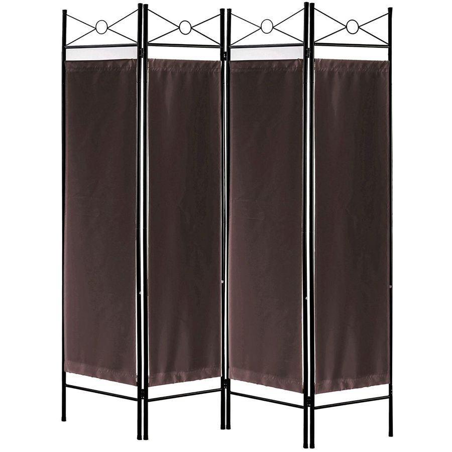Metal Room Divider Privacy Screen with Removable Fabric Brown Color