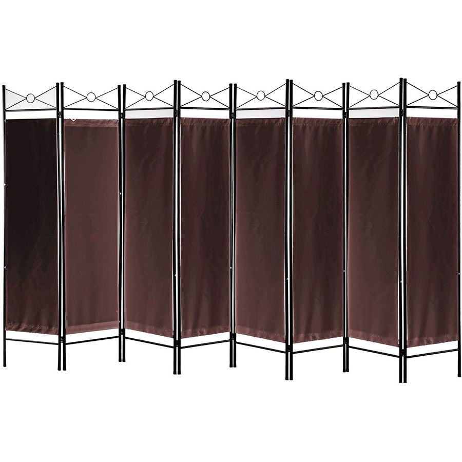 Metal Room Divider Privacy Screen with Removable Fabric Brown Color