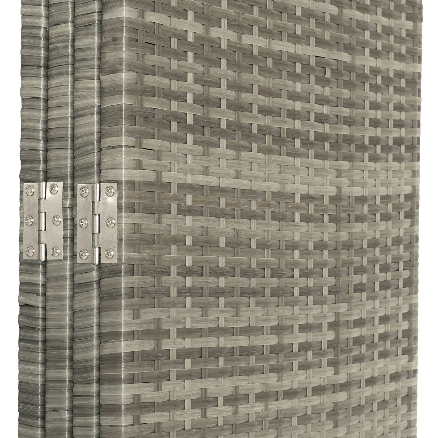 3 & 4 Panels Patio Outdoor Room Screen Divider Resin Wicker Grey