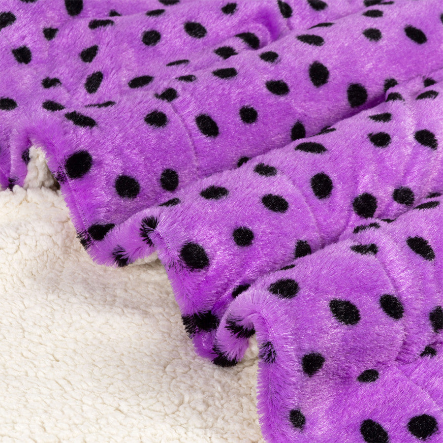 Luxurious Ultra Soft Throw Blanket with Sherpa Purple Polka Dots Design