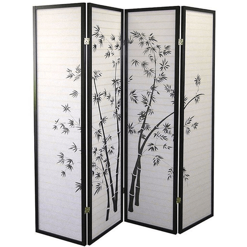 Room Divider 4 Panel Black Framed Bamboo Print