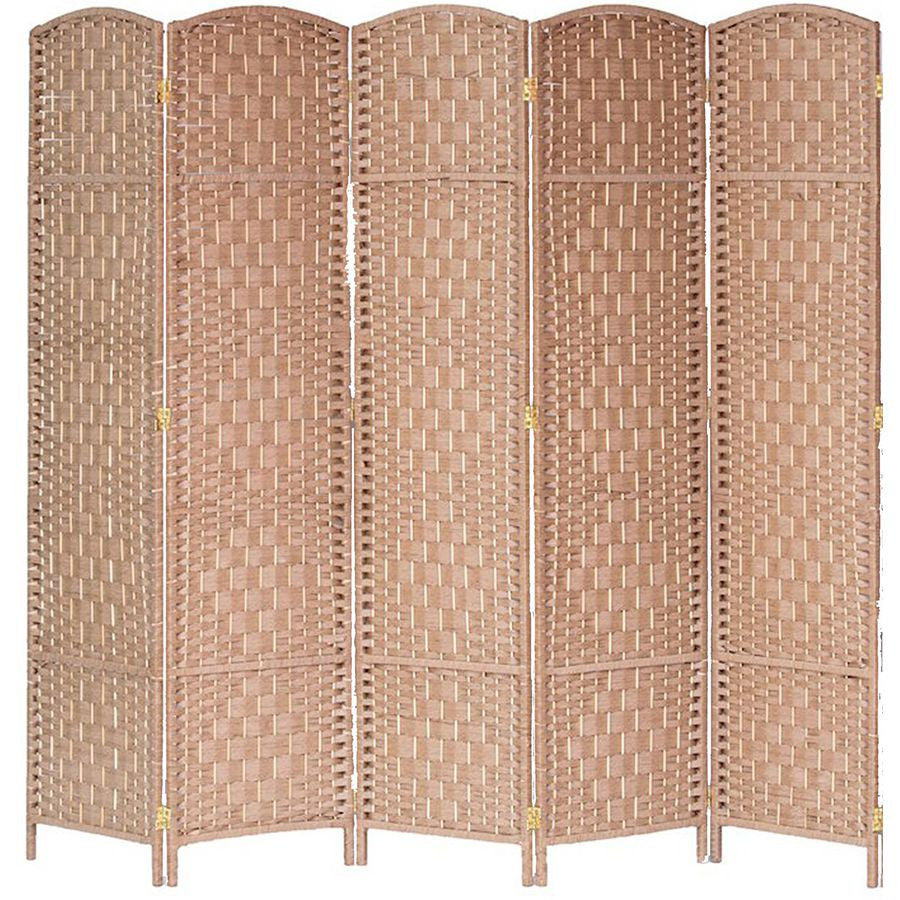 5 Panel Room Divider Privacy Screen Diamond Weave Fiber