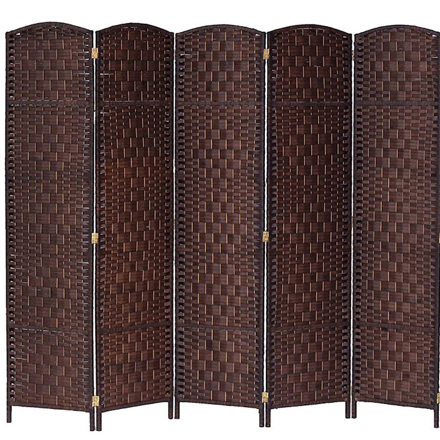 5 Panel Room Divider Privacy Screen Diamond Weave Fiber