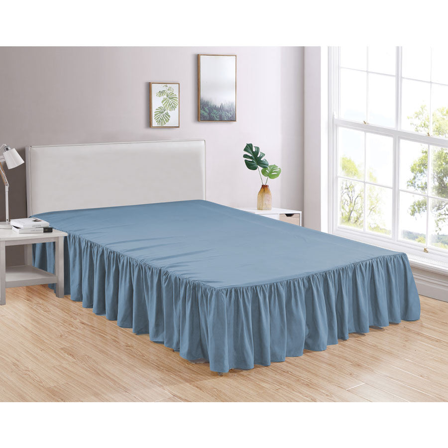 Traditional Gathered Bed Skirt Dust Ruffle Microfiber with 14” Drop