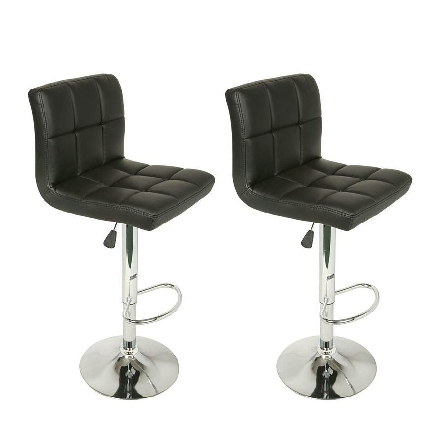 Set of 2 Adjustable Swivel Bar Stools Black Color