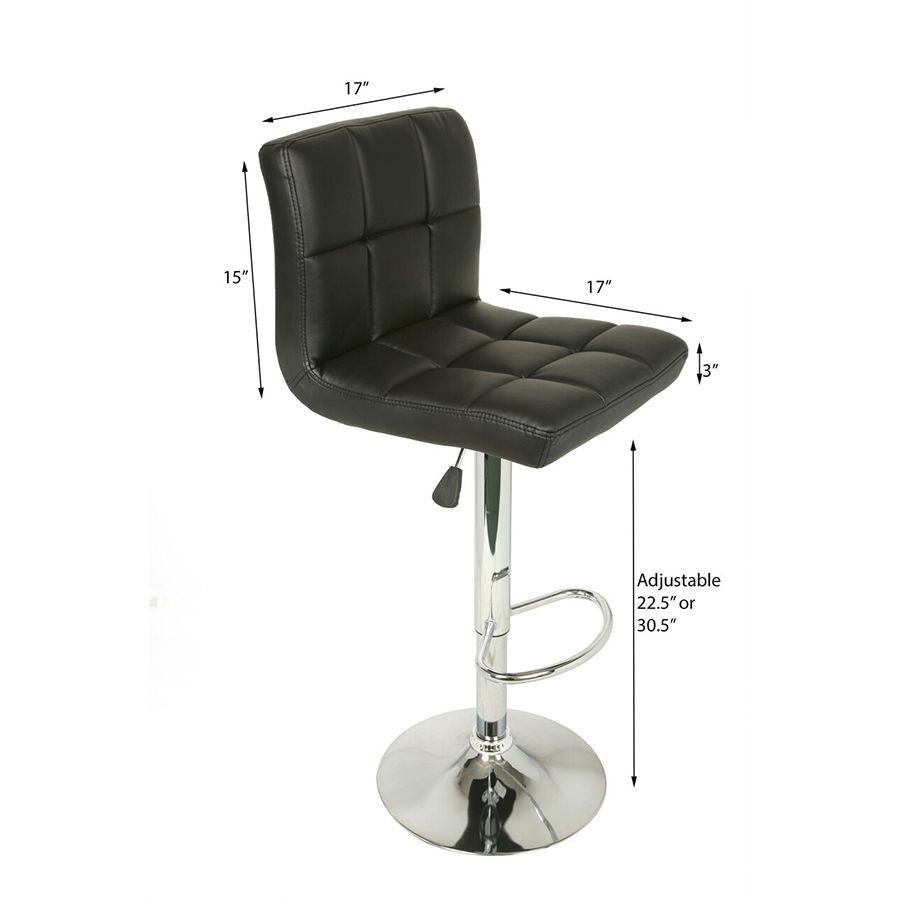 Set of 2 Adjustable Swivel Bar Stools Black Color