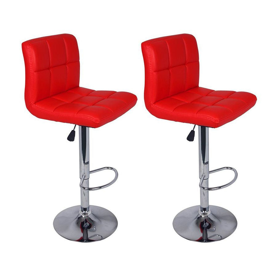 Set of 2 Adjustable Swivel Bar Stools Red Color