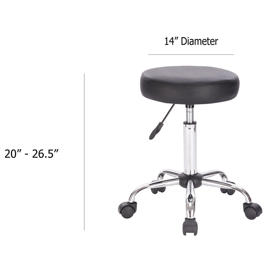 Set of 2 Black Adjustable Height Pneumatic Round Roller Stool with Chrome Base in USA, California, New York, Los Angeles, San Francisco, Pennsylvania, Washington DC, Virginia, Maryland