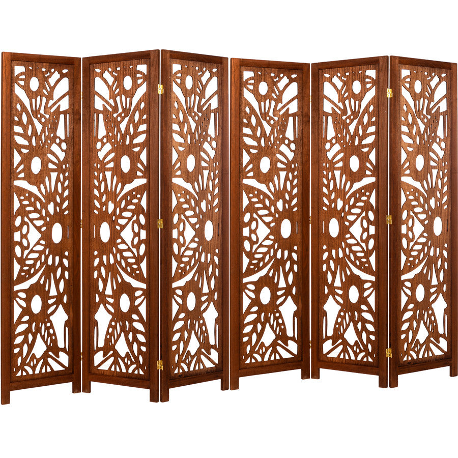 3 Panels Screen Room Divider Decorative Floral Wood Cutouts