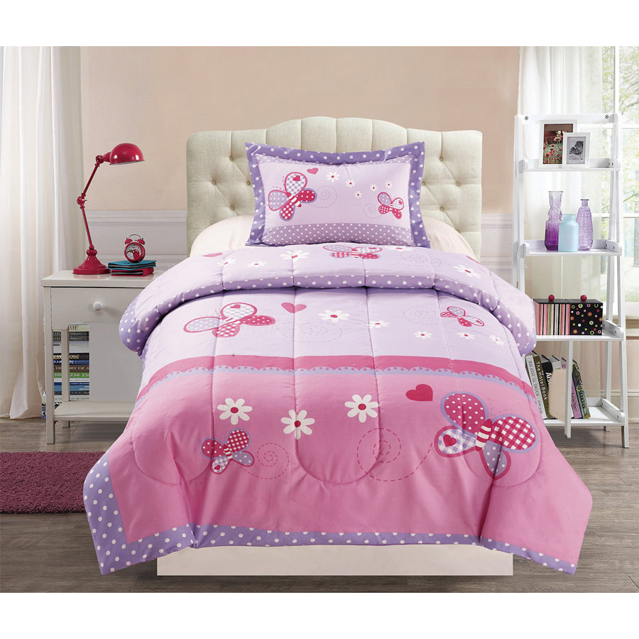 2 PC Pink, Childrens Comforter Set Twin Size