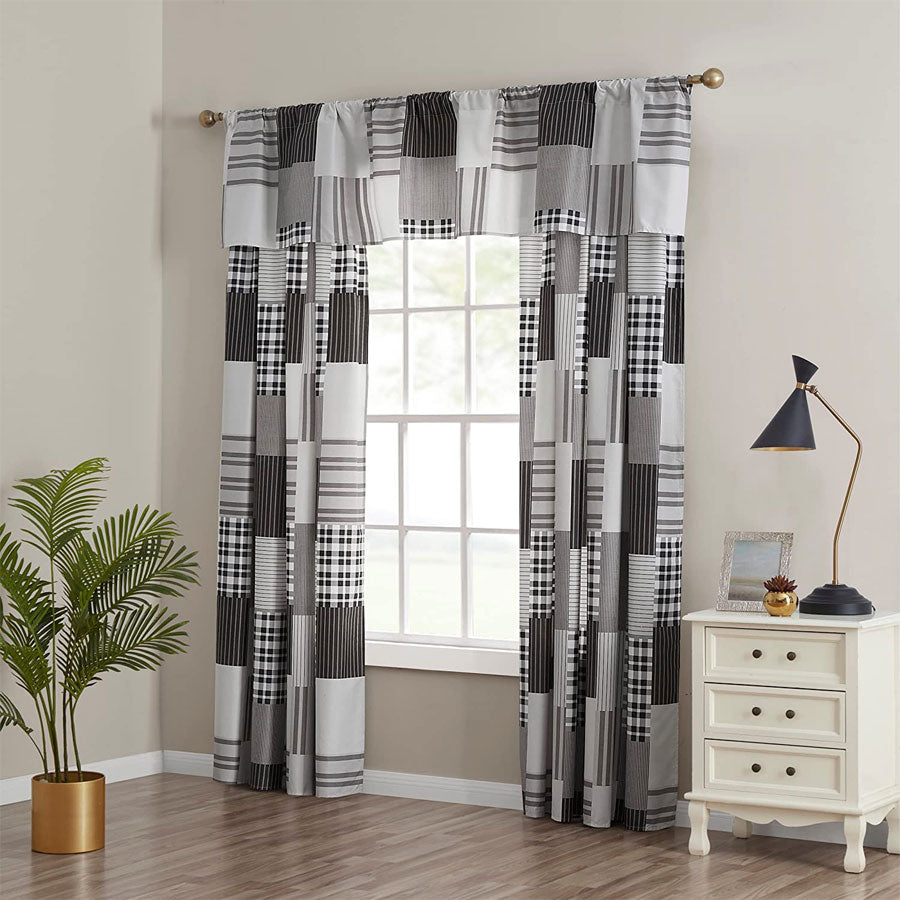 3 PCS Quilt Bedspread Coverlet Grey and White Patchwork Design