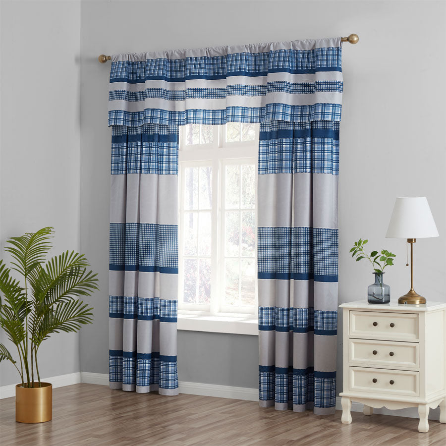 3 PCS Quilt Bedspread Coverlet Blue and White Patchwork Design Microfiber