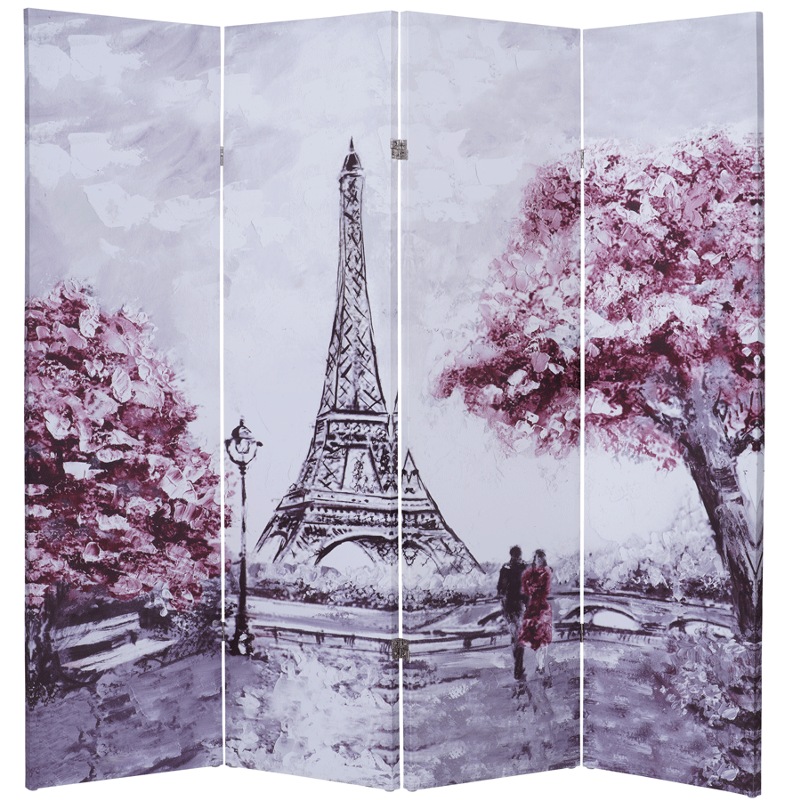 4 6 Panels Room Screen Divider Digital Print Eiffel Tower Paris Theme