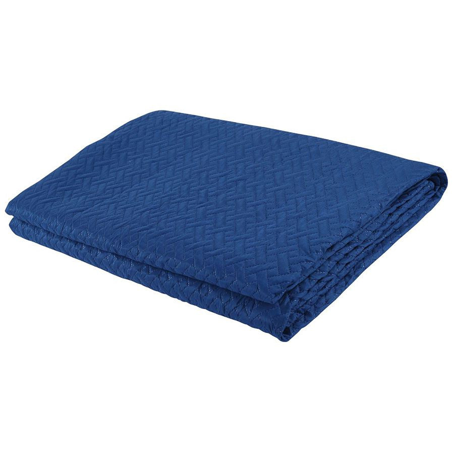 3 PCS Squared Stitched Pinsonic Reversible Oversized Bedspread Navy
