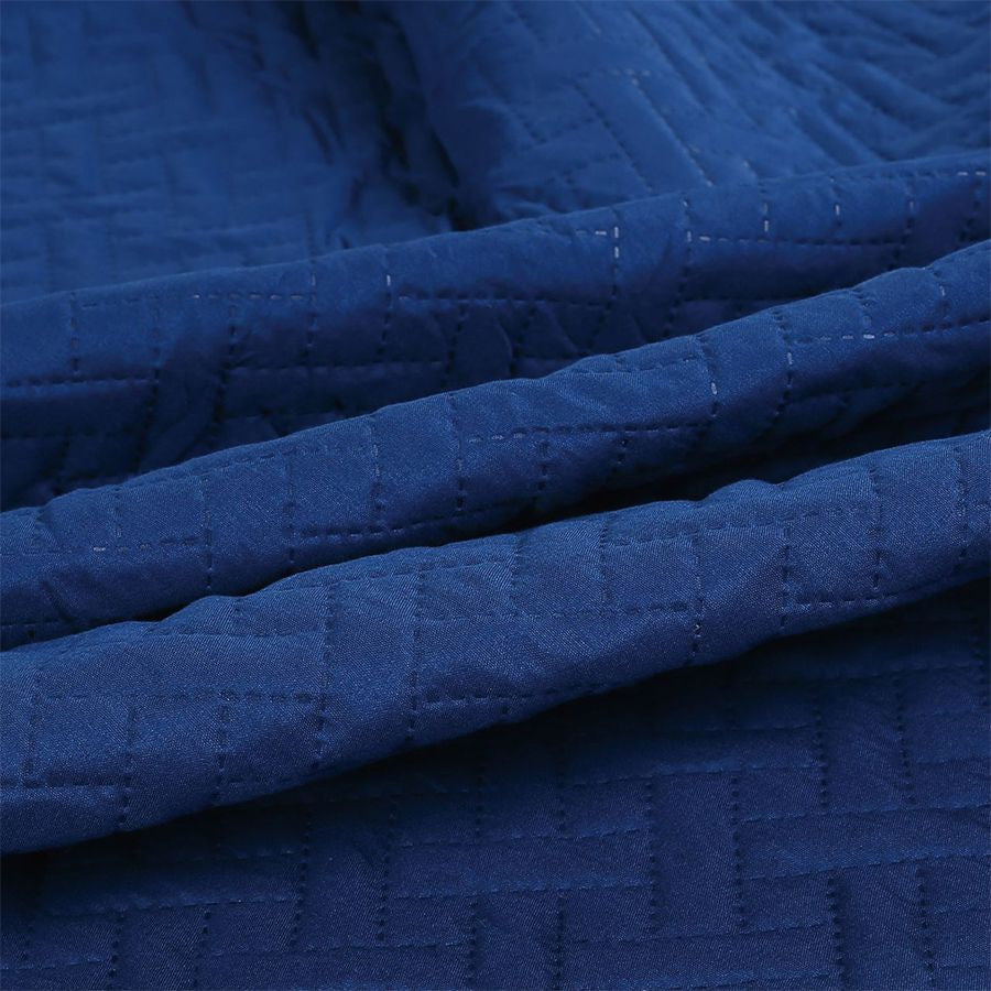 3 PCS Squared Stitched Pinsonic Reversible Oversized Bedspread Navy