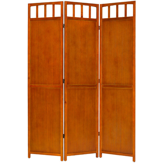 3 or 4 Panels Room Divider Privacy Screen Solid Wood  70" Tall Walnut