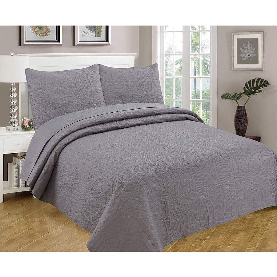 3 Pc Oversized Bedspread Coverlet Set Charcoal Color in USA, California, New York, New York City, Los Angeles, San Francisco, Pennsylvania, Washington DC, Virginia, Maryland