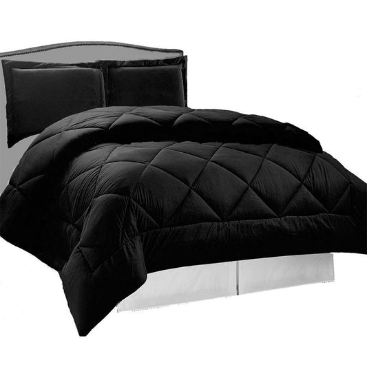 3 pcs Down Alternative Reversible Comforter Set in Black Color