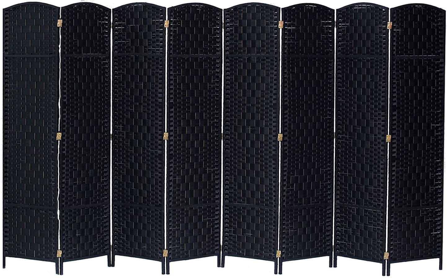 8 Panel Room Divider Privacy Screen Diamond Weave Bamboo Fiber