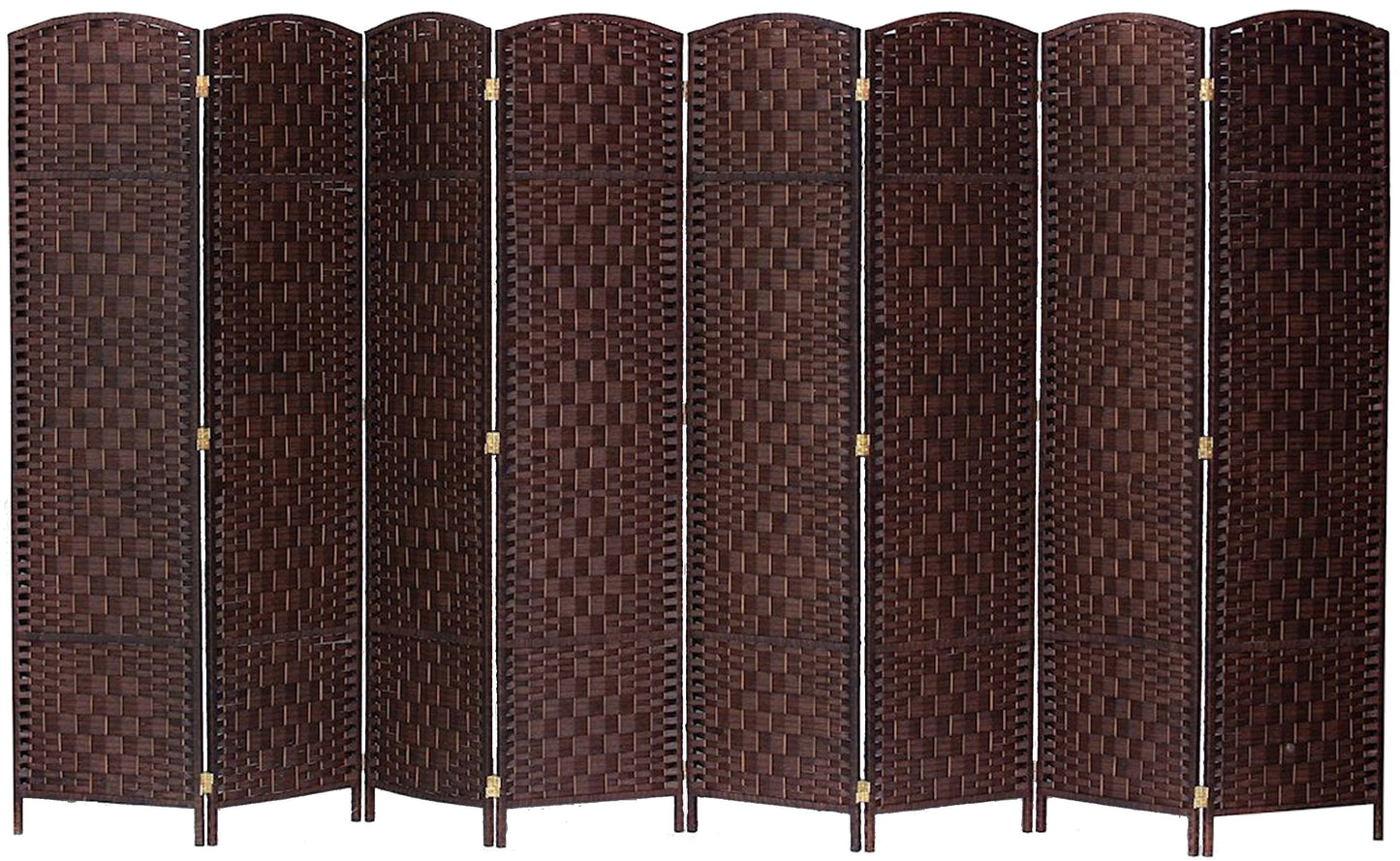 8 Panel Room Divider Privacy Screen Diamond Weave Bamboo Fiber