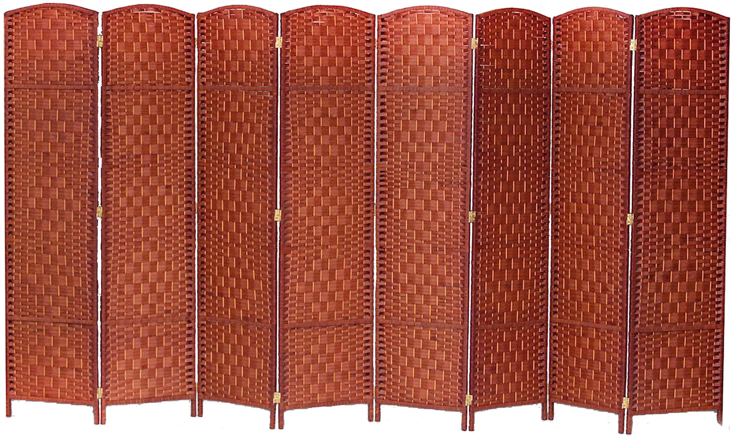 8 Panel Room Divider Privacy Screen Diamond Weave Bamboo Fiber