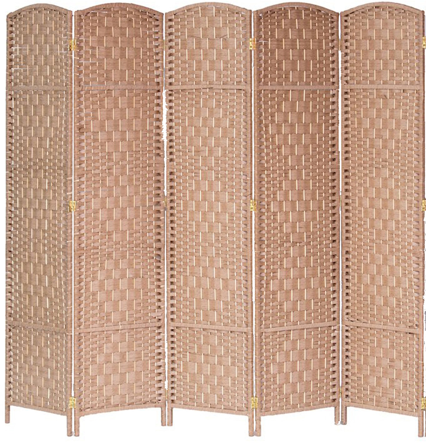 5 Panel Room Divider Privacy Screen Diamond Weave Fiber