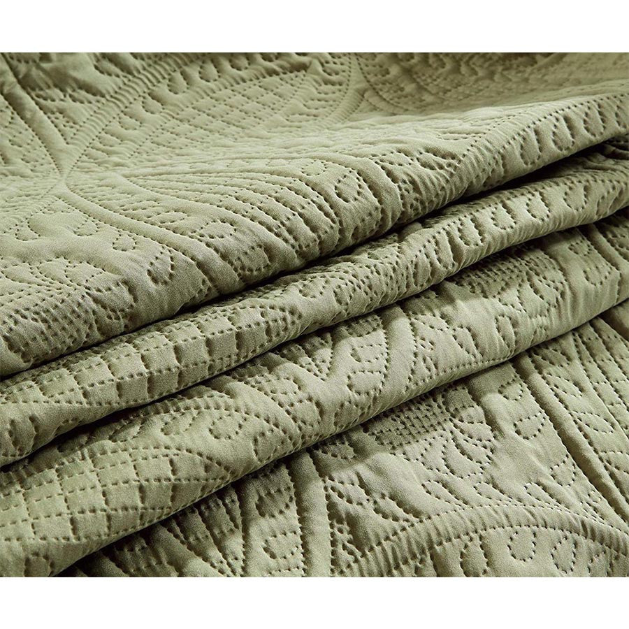 3 pcs Oversized Bedspread Coverlet Set Sage Color