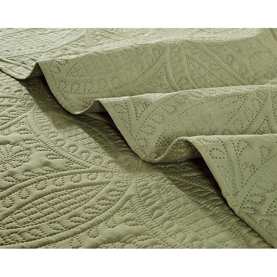 3 pcs Oversized Bedspread Coverlet Set Sage Color