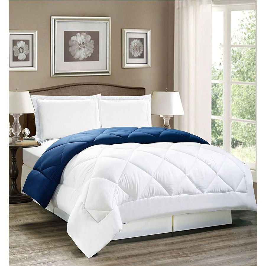 3pc Down Alternative, Reversible Comforter Set in Blue