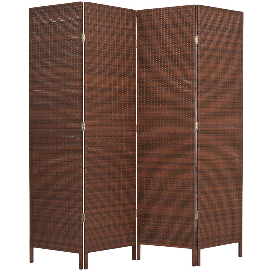 3 & 4 Panels Patio Outdoor Room Screen Divider Resin Wicker Brown