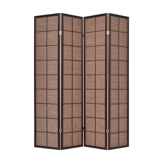 Privacy Screen Room Divider Rattan Insert Dark Walnut