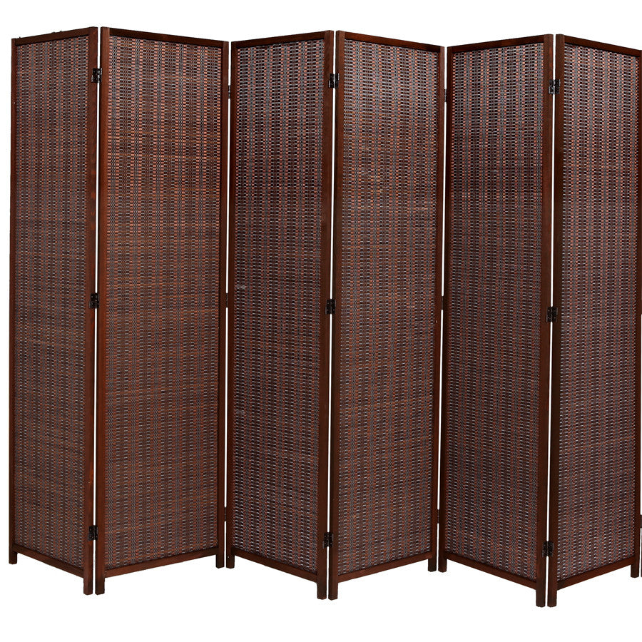 6 Panels Room Divider Screen Bamboo Woven Insert 6ft Tall