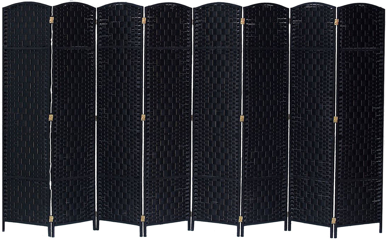 8 Panel Room Divider Privacy Screen Diamond Weave Bamboo Fiber